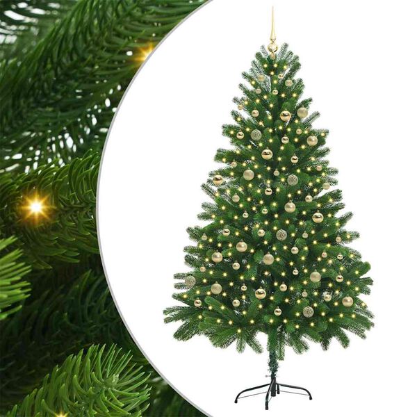 vidaXL Ziemassvētku eglīte su 300 LED ar statīvu Zaļa 210 cm PE
