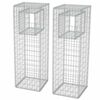 vidaXL gabions ar plauktu augiem, 2 gab., tērauds, 50x50x160 cm