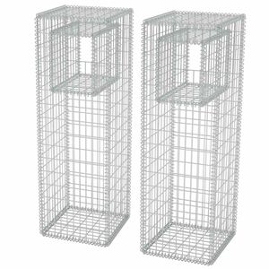 vidaXL gabions ar plauktu augiem, 2 gab., tērauds, 50x50x160 cm