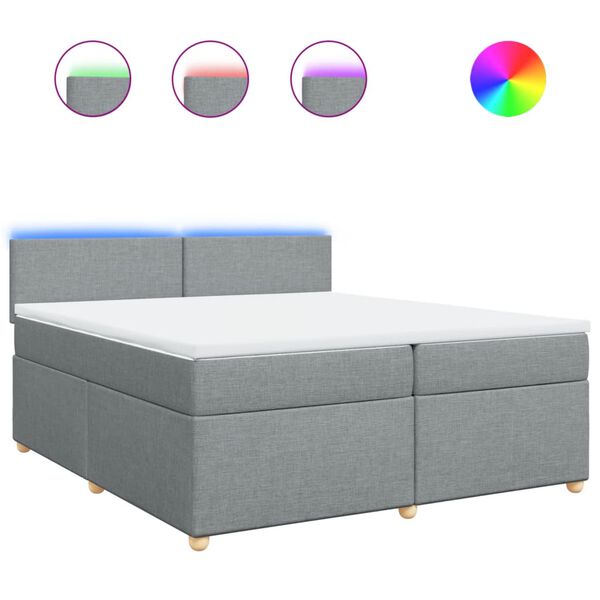 vidaXL atsperu gulta ar matraci, gai&scaron;i pelēka audums, 200x200cm