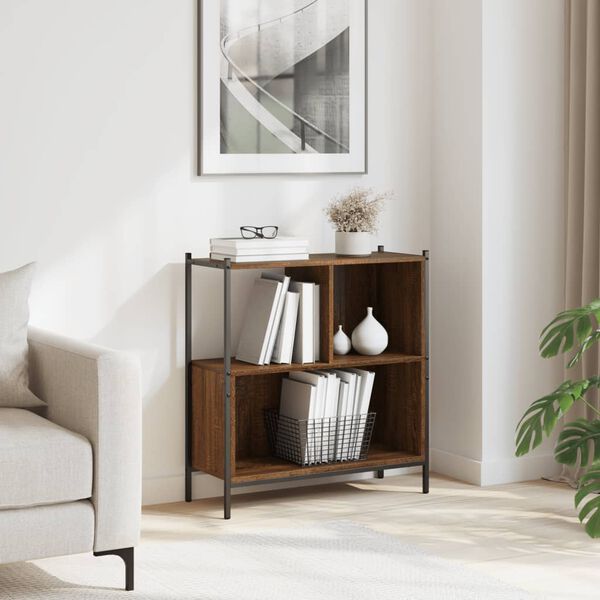 vidaXL grāmatplaukts, brūns, 72x28x77,5 cm, inženierijas koks