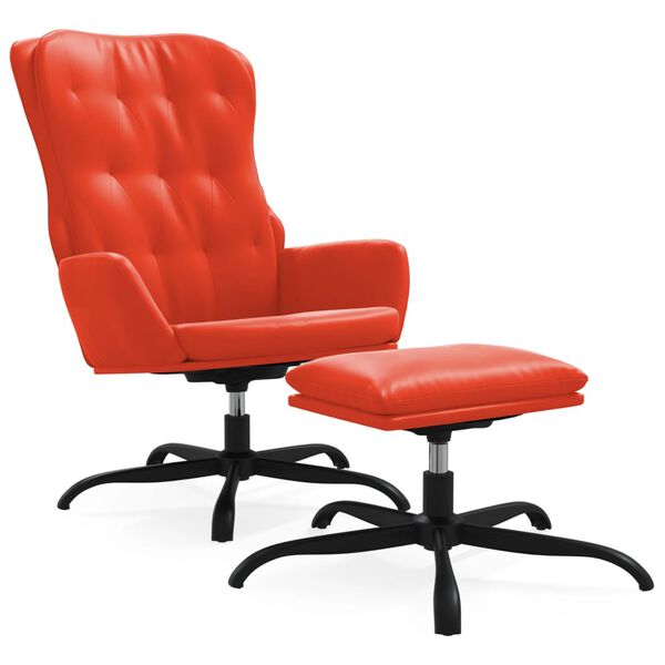vidaXL atpūtas krēsls ar kājsoliņu, sarkana mākslīgā āda