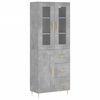 vidaXL augstais skapis, pelēks, 69,5x34x180 cm, inženierijas koks