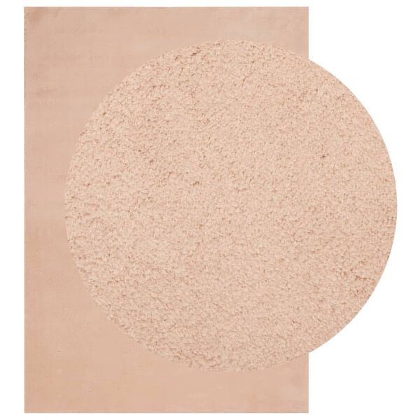 vidaXL paklājs HUARTE, īsa spalva, mīksts, mazgājams, sārts, 140x200cm