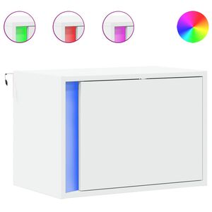 vidaXL sienas naktsskapītis ar LED apgaismojumu, balti