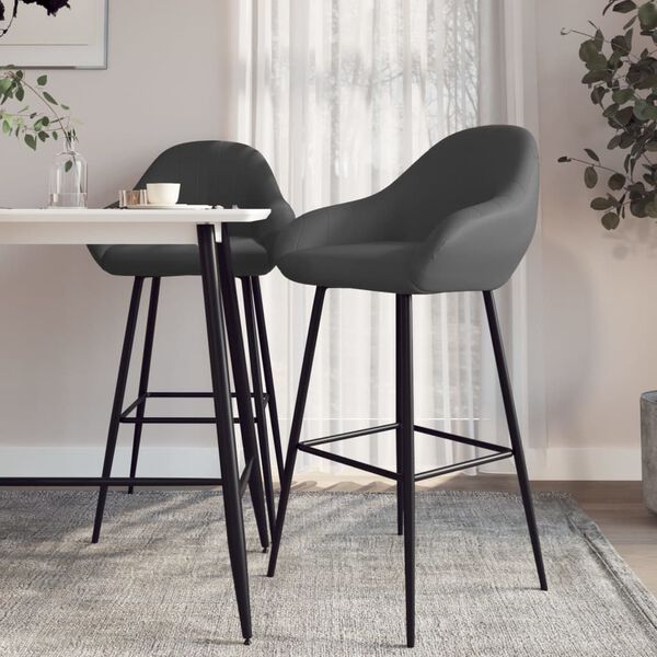 vidaXL bāra krēsli, 2 gab., pelēka mākslīgā āda
