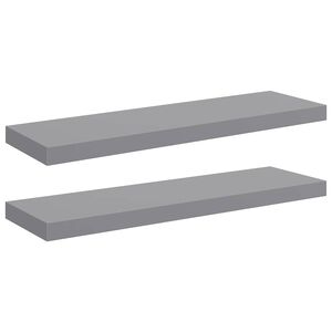 vidaXL sienas plaukti, 2 gab., pelēki, 80x23,5x3,8 cm, MDF
