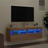 vidaXL TV plaukti ar LED lampiņām, 2 gab., 60x30x40 cm, koka krāsa