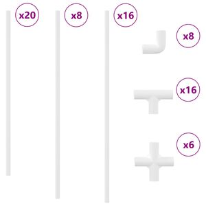 vidaXL PVC Caurule 2 pcs Balts 12,2 x 1,8 x 500 mm PP un PE