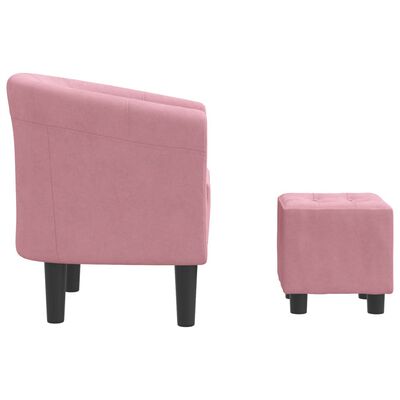 vidaXL atpūtas krēsls ar kājsoliņu, rozā samts