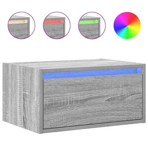 vidaXL sienas naktsskapītis ar LED apgaismojumu, pelēka ozola