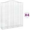 vidaXL arkveida gabiona grozi, 4 gb., 200x50x220/240cm, cinkota dzelzs