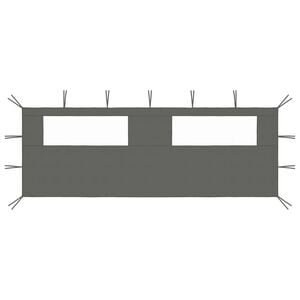 vidaXL dārza nojumes siena ar logiem, 6x2 m, antracītpelēka