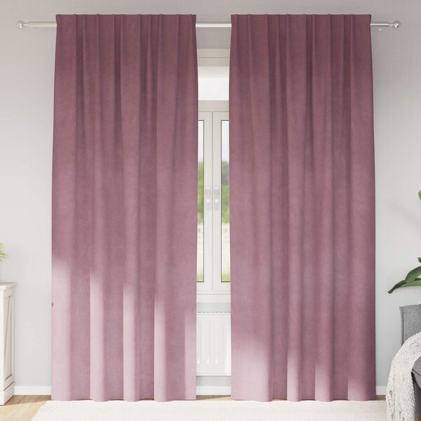 vidaXL Aptum&scaron;ojo&scaron;ie aizkari 2 pcs Tum&scaron;s rozā 140 x 245 cm Samts