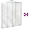 vidaXL arkveida gabiona grozi, 6 gb., 200x30x220/240cm, cinkota dzelzs