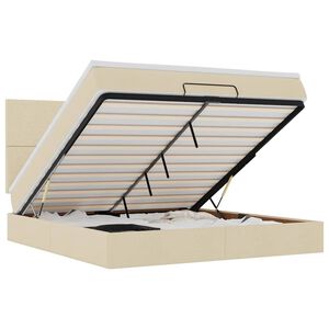 vidaXL Osmaņu gultas rāmis ar matrača krēmkrāsas 160x200cm audums