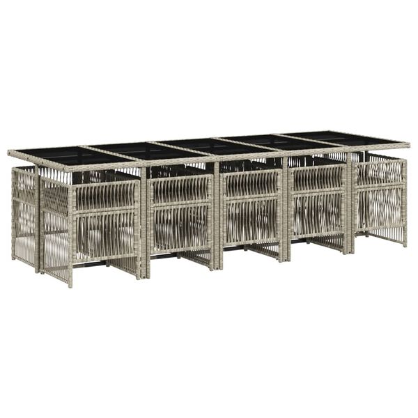 vidaXL 11-daļīgs dārza mēbeļu komplekts ar matračiem, gai&scaron;i pelēka PE