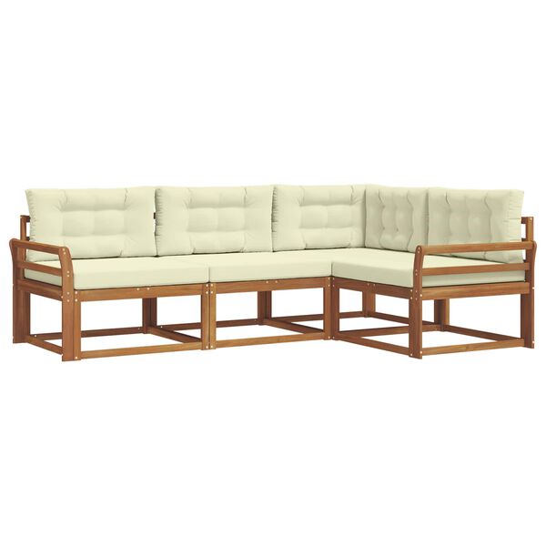 vidaXL Āra dīvānu komplekts ar spilvenu 4 pcs Dabisks un krējuma