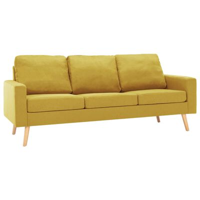 vidaXL trīsdaļīgs dīvānu komplekts, dzeltens audums