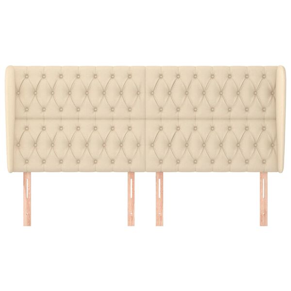 vidaXL galvgalis ar malām, 183x23x118/128 cm, krēmkrāsas audums