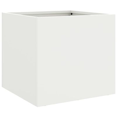 vidaXL puķu kaste, balta, 32x30x29 cm, auksti velmēts tērauds