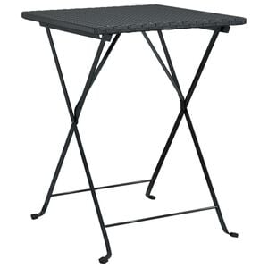 vidaXL saliekams bistro galds, 55x54x71 cm, PE rotangpalma, melns