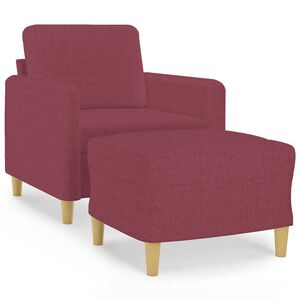 vidaXL atpūtas krēsls ar kājsoliņu, 60 cm, vīnsarkans audums