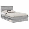 vidaXL Gultas rāmis Pelēks Sonoma 135 x 190 cm Ciets priedes koks