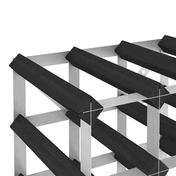 vidaXL vīna pudeļu plaukts 12 pudelēm, melns priedes masīvkoks