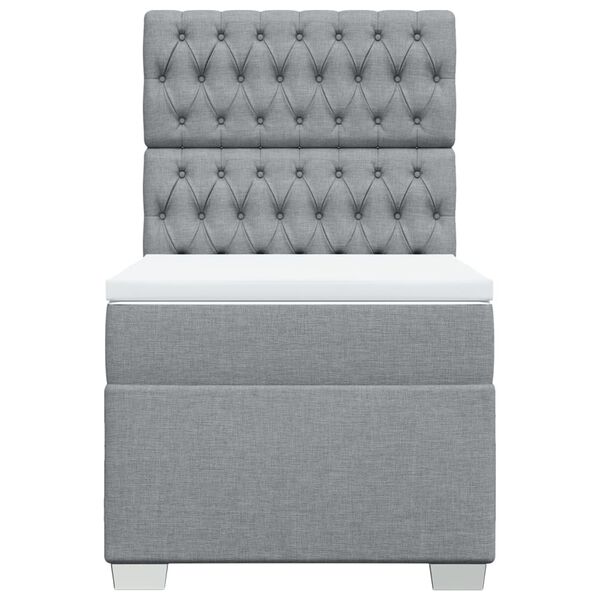 vidaXL atsperu gulta ar matraci, gai&scaron;i pelēka, 90x200 cm, audums