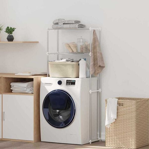 vidaXL Veļas mašīnas plaukts Balts 70 x 27 x 136 cm Alumīnijs