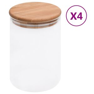 vidaXL uzglabā&scaron;anas burkas ar bambusa vāku, 4 gab., 800 ml