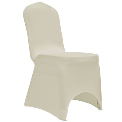 vidaXL krēslu pārvalki, 12 gab., krēmkrāsas elastīgs audums