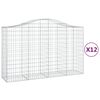 vidaXL arkveida gabiona grozi, 12gb., 200x50x120/140cm, cinkota dzelzs