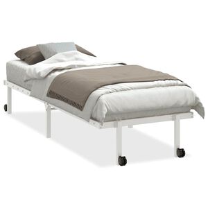 vidaXL Gultas rāmis bez matrača Saliekams Balts 75x190 cm Tērauds