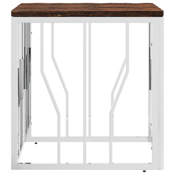 vidaXL kafijas galdiņš, nerūsējošs tērauds un pārstrādāts masīvkoks