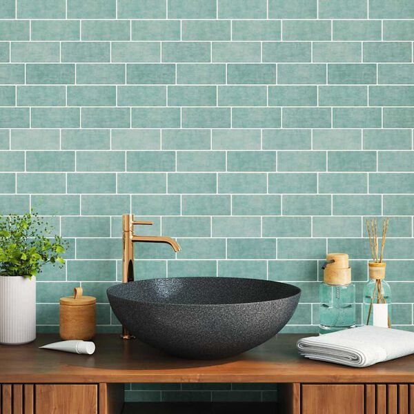 vidaXL Metro flīze 10 pcs Pelēki zaļa 29.4 x 21.4 cm