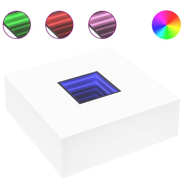 vidaXL kafijas galdiņš ar LED, balts, 100x100x40 cm