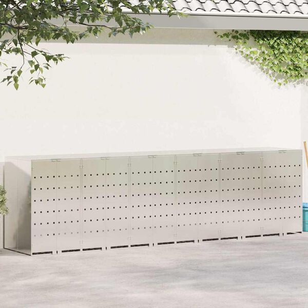 vidaXL Ratiņu tvertņu glabāšana 3 tvertņiem Sudraba