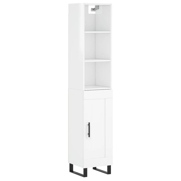 vidaXL augstais skapītis, balts, 34,5x34x180 cm, inženierijas koks