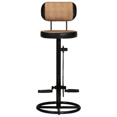 vidaXL bāra krēsli ar audekla apdruku, 2 gab., brūna, melna dabīgā āda
