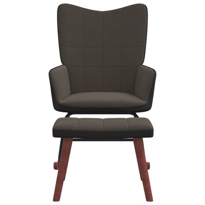 vidaXL šūpuļkrēsls ar kāju balstu, tumši pelēks, samts un PVC