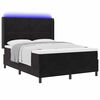 vidaXL Kastītes atsperu gulta ar LED sloksnēm Melna 140 x 190 cm Samts