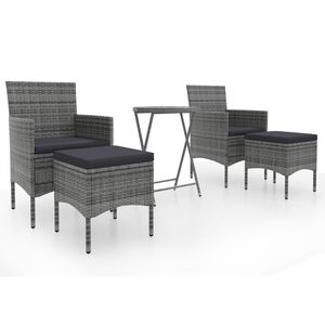 vidaXL 5-daļīgs bistro mēbeļu komplekts, PE rotangpalma, rūdīts stikls