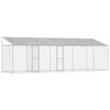 vidaXL Suņu būda ar jumtu Sudraba 800 x 200 x 256 cm Tērauds un PE