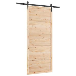vidaXL Slīdo&scaron;ās durvis 80 x 208 cm Priedes masīvkoks Dabiska