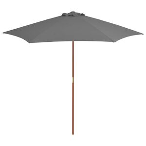 vidaXL dārza saulessargs ar koka kātu, 270 cm, antracītpelēks