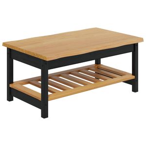 VidaXL Kafijas galdiņ&scaron; EKAI Melns 100 x 60 x 45,5 cm Priedes masīvkoks