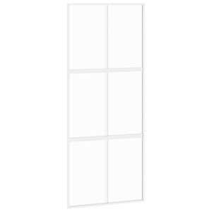 vidaXL bīdāmās durvis, baltas, 90x205 cm, rūdīts stikls un alumīnijs