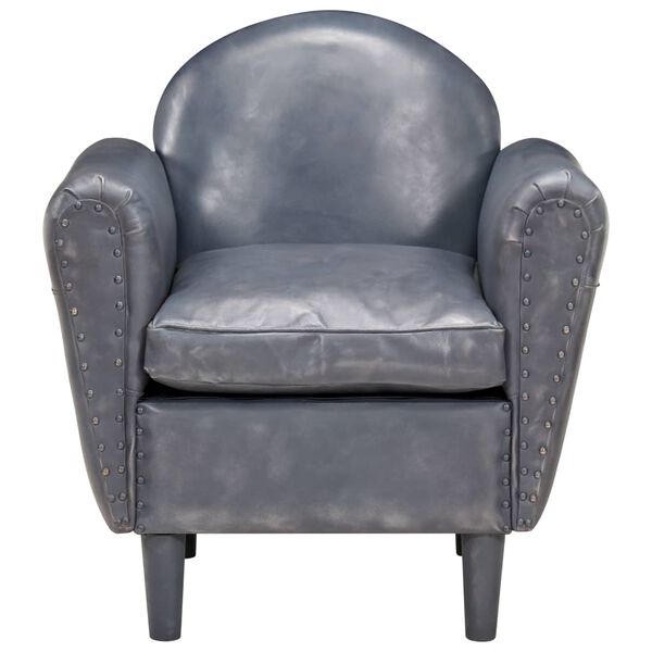 vidaXL atpūtas krēsls, pelēks, 77x65x79 cm, dabīgā āda